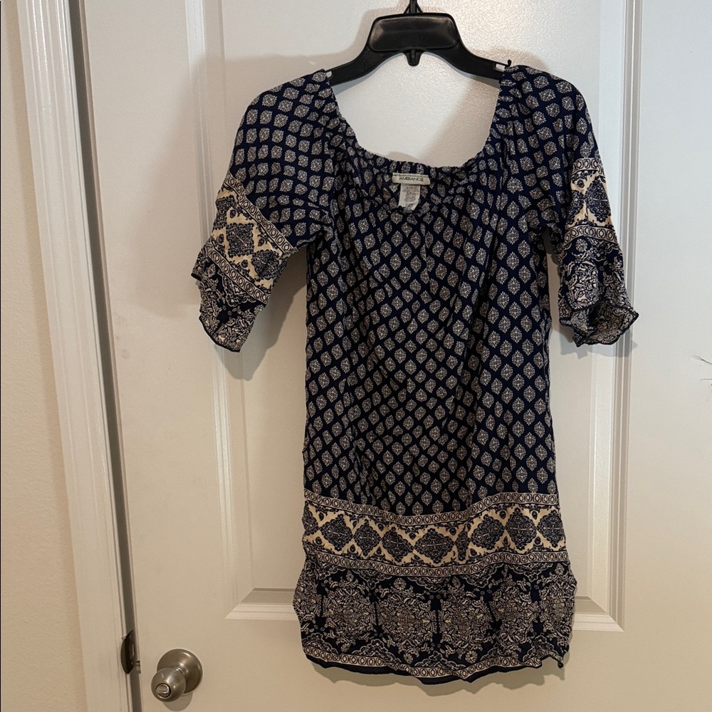 Ambiance Blue and White Geometric Dress/Long shirt